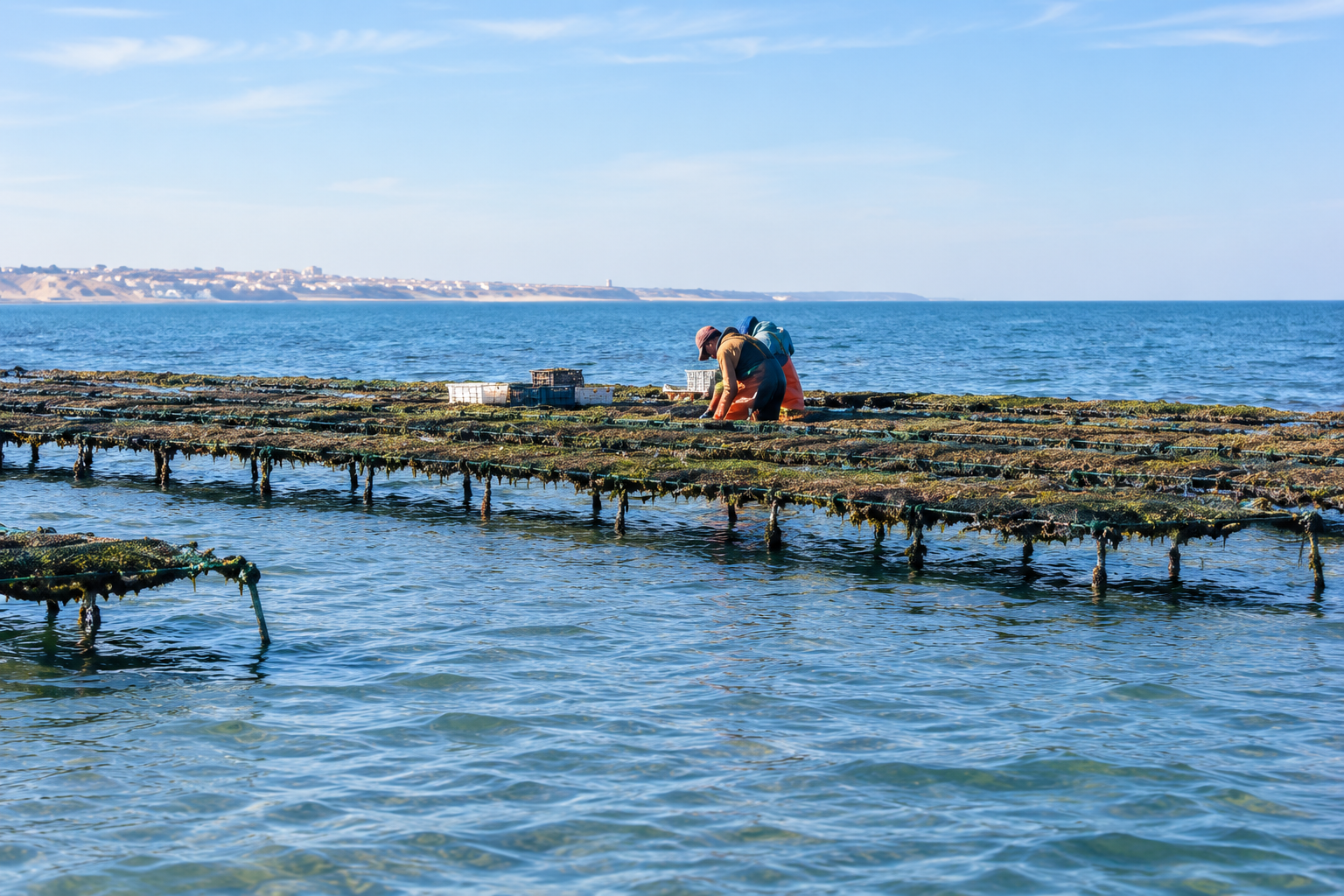 Ferme ostréicole — installation & assistance technique — Dakhla, Maroc, 2022